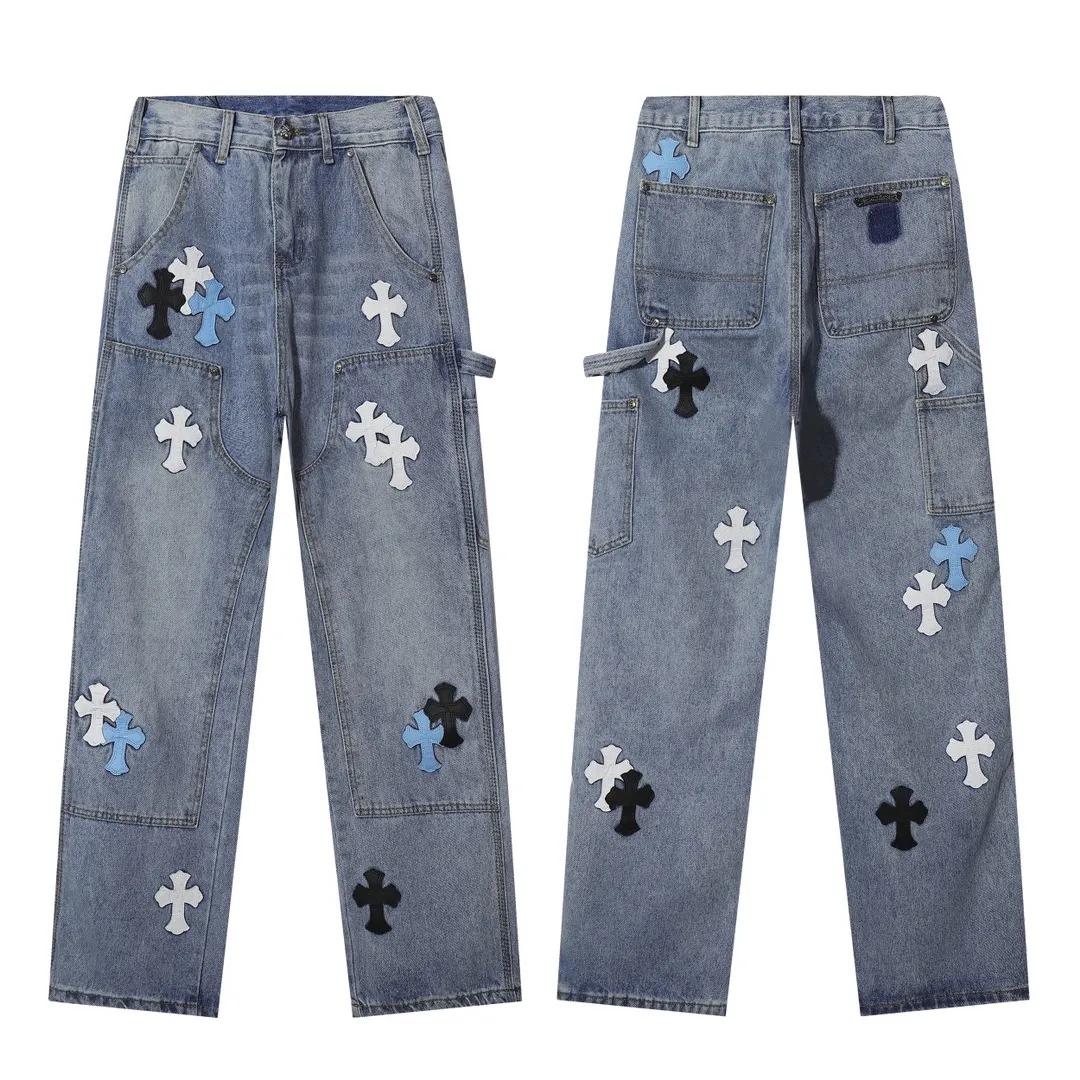 『S-XL』ラグジュアリー おしゃれ ロギングパンツ ストレート サンスクリット ワークウェア デニム