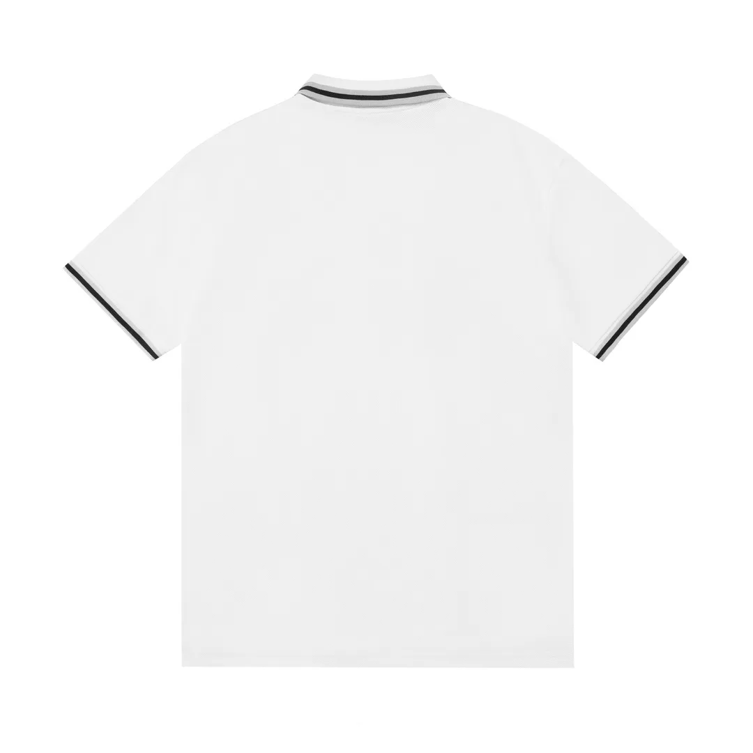 『S-2XL』新作 オーダーメイド カラー 三角 レザー パッチ ロゴ カジュアル ポロシャツ 半袖