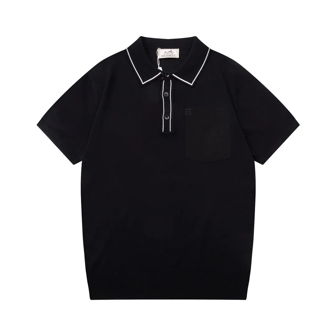 『M-3XL』 超人気商品 大人気 新品 レトロ ニット生地 折り襟 刺繍 夏 Ｔシャツ