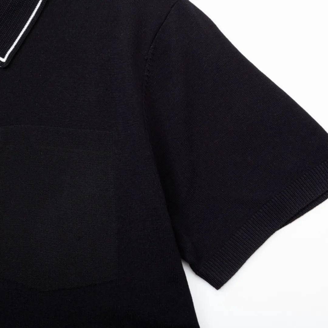 『M-3XL』 超人気商品 大人気 新品 レトロ ニット生地 折り襟 刺繍 夏 Ｔシャツ