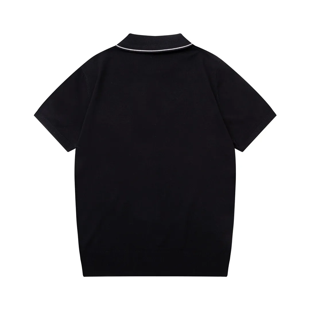 『M-3XL』 超人気商品 大人気 新品 レトロ ニット生地 折り襟 刺繍 夏 Ｔシャツ
