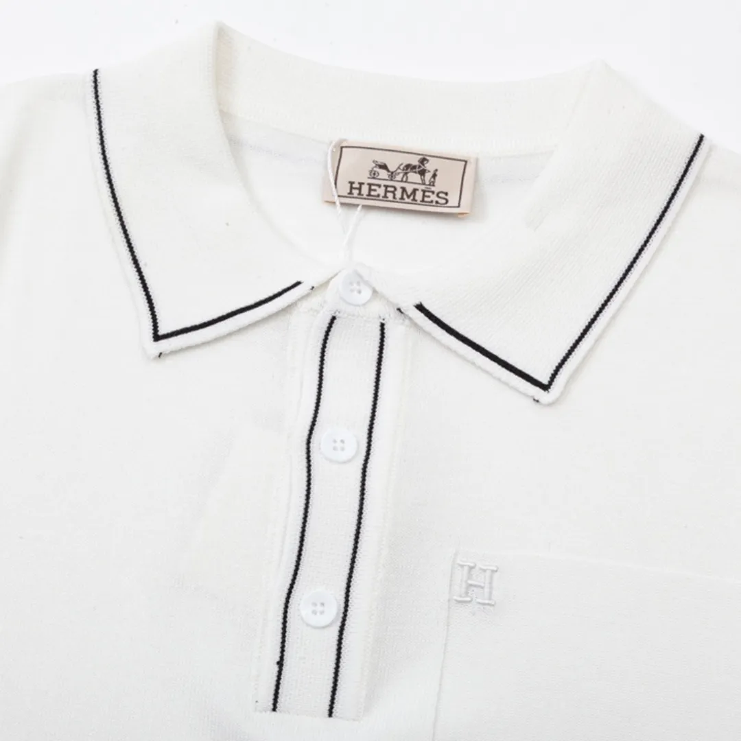 『M-3XL』 超人気商品 大人気 新品 レトロ ニット生地 折り襟 刺繍 夏 Ｔシャツ