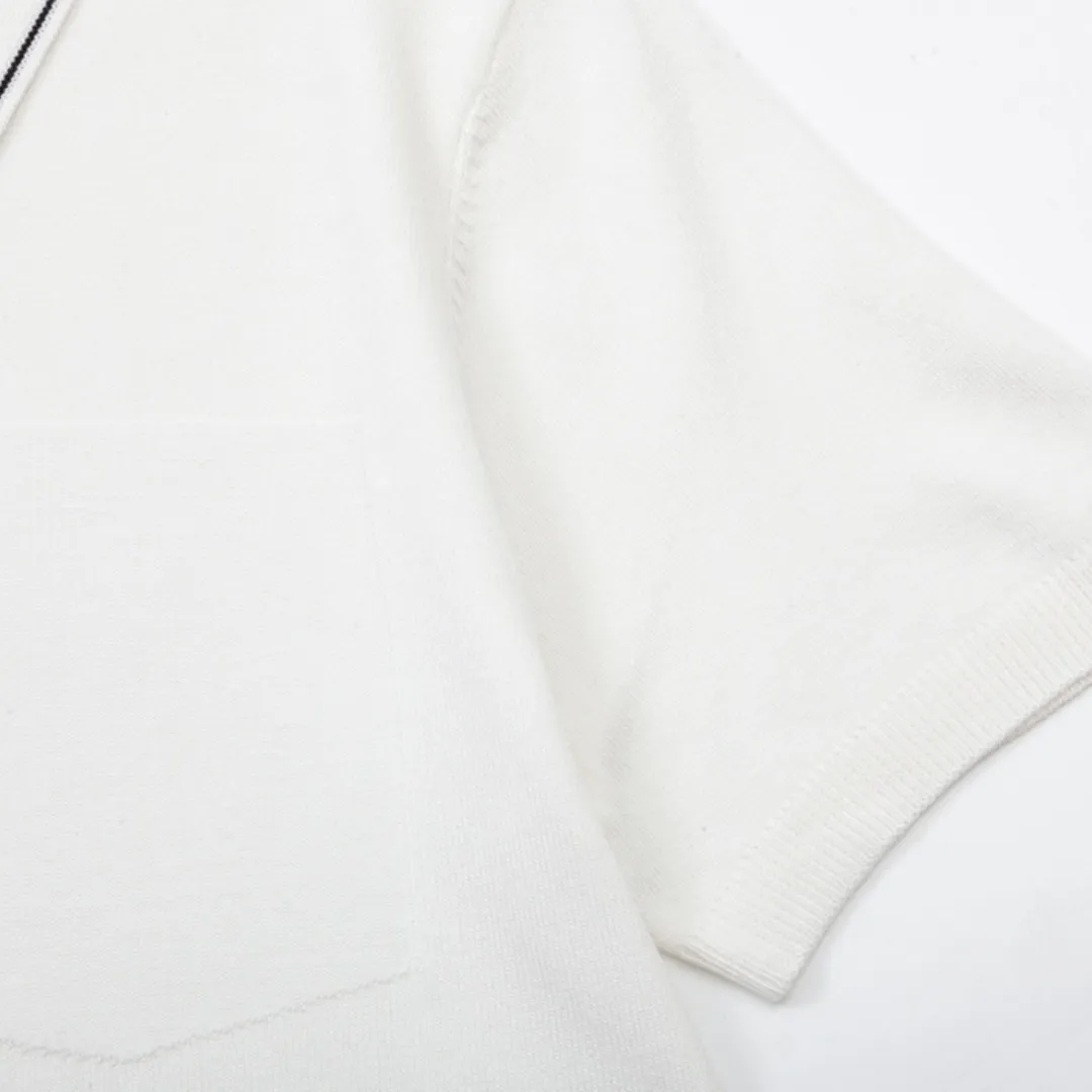 『M-3XL』 超人気商品 大人気 新品 レトロ ニット生地 折り襟 刺繍 夏 Ｔシャツ