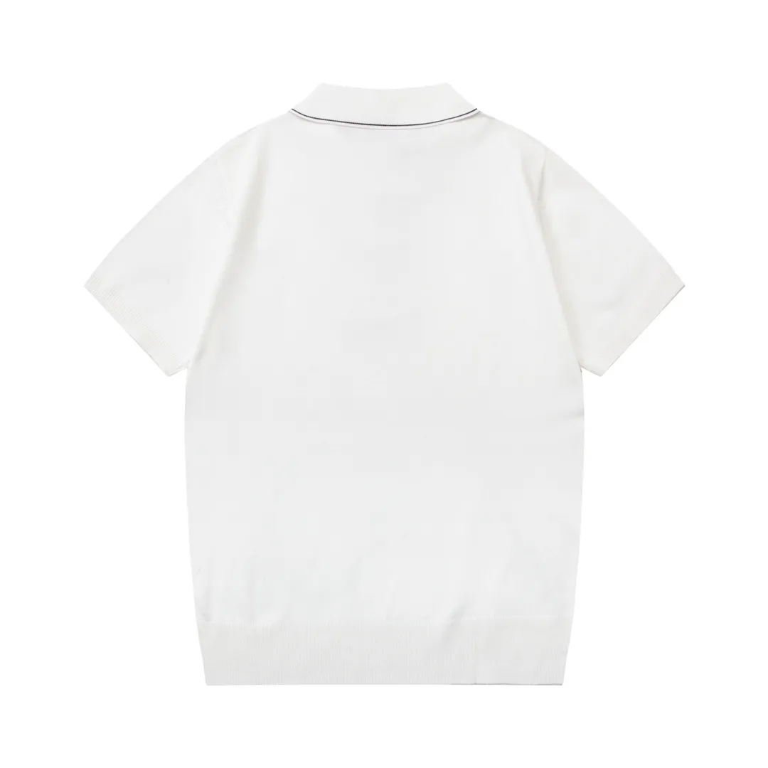『M-3XL』 超人気商品 大人気 新品 レトロ ニット生地 折り襟 刺繍 夏 Ｔシャツ