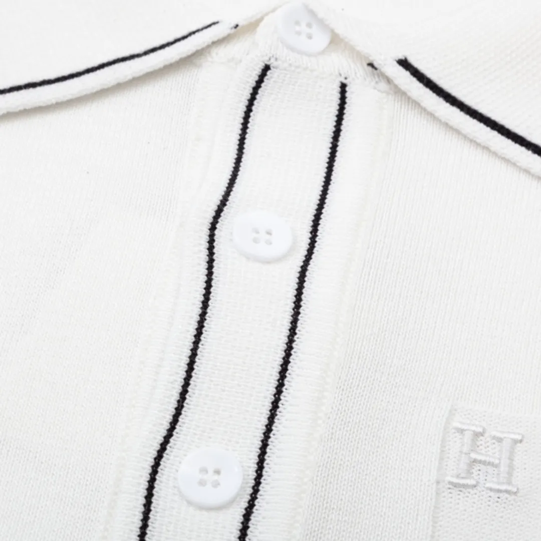 『M-3XL』 超人気商品 大人気 新品 レトロ ニット生地 折り襟 刺繍 夏 Ｔシャツ